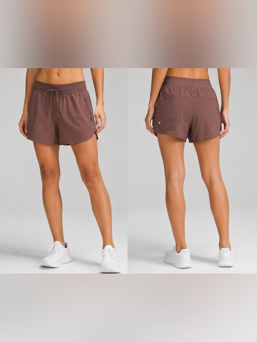 Lululemon Brown High Rise Running Shorts Zip Pockets Size 4